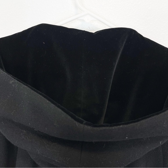 Vintage Forecaster Of Boston Long Black Wool Coat With Velvet Hood Size 4 - Picture 3 of 8